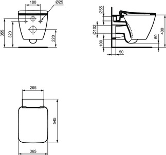 Pack cuvette WC suspendue Strada II Aquablade Ideal Standard