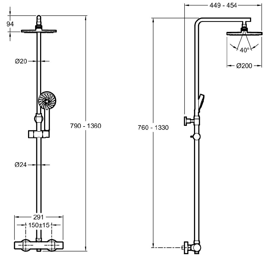 Colonne de douche thermostatique Brive Jacob Delafon