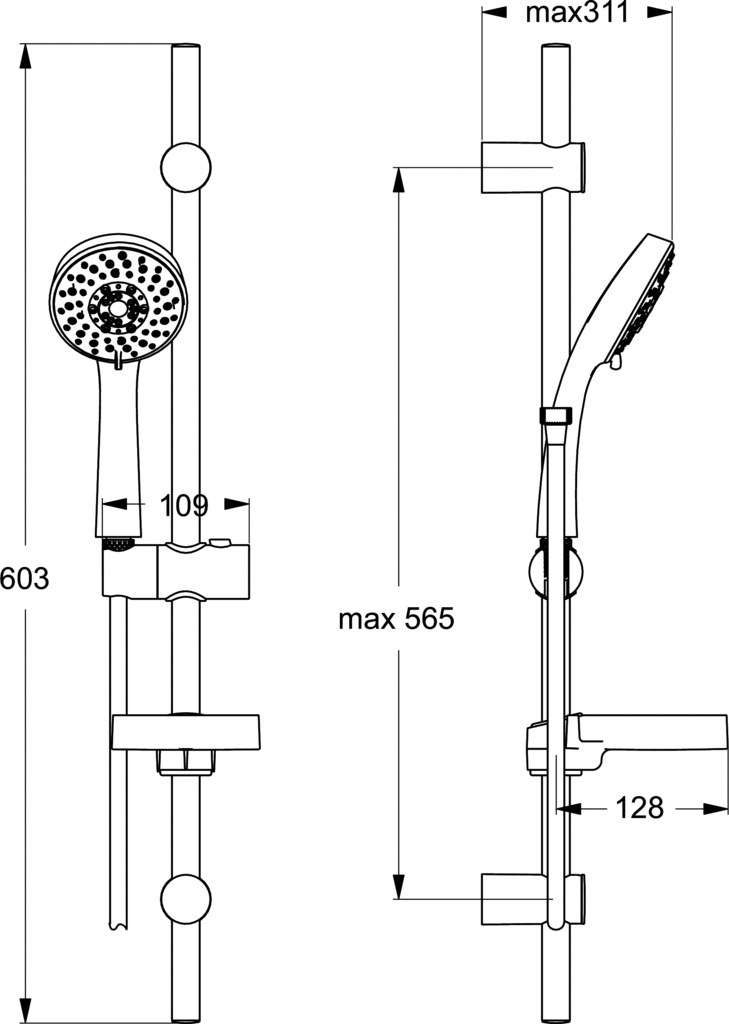Barre de douche Aqua 3 jets D6046AA Porcher