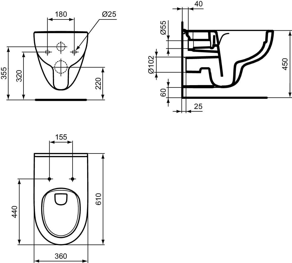 Cuvette suspendue Okyris pro RimLS+ Porcher