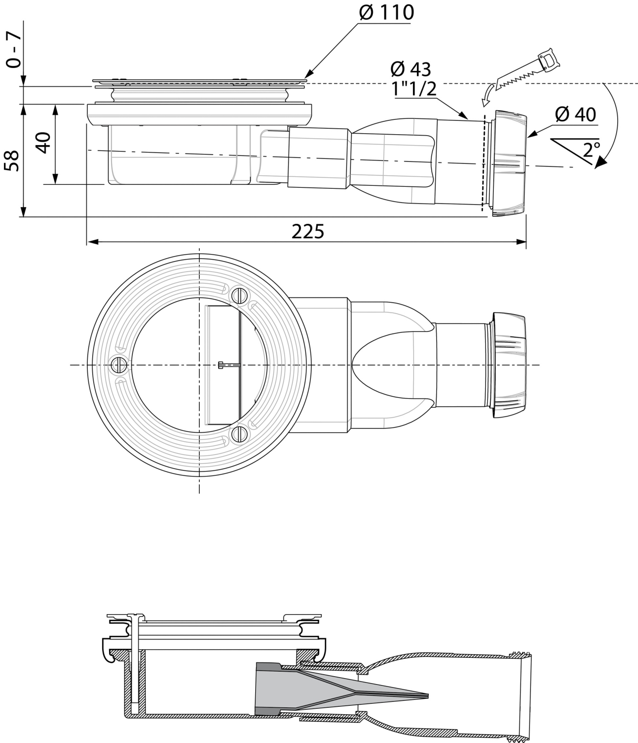 Bonde de douche Slim 30719919 Wirquin